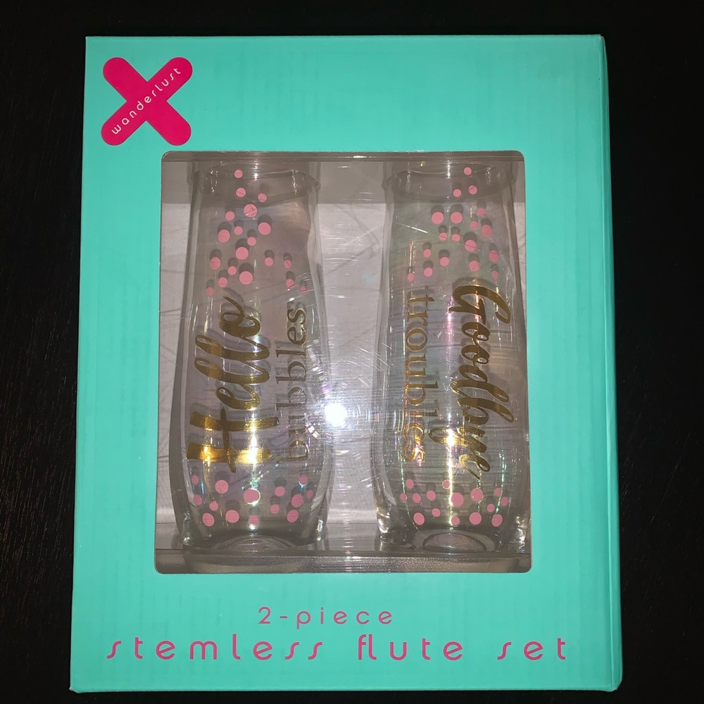 Stemless Champagne Glass Flutes NWT